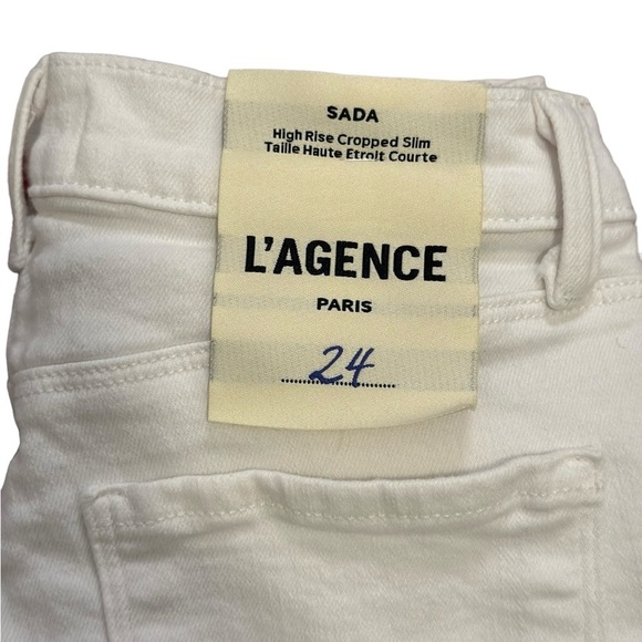 L’AGENCE High Rise cropped Slim White Denim Size 24 - Picture 8 of 11